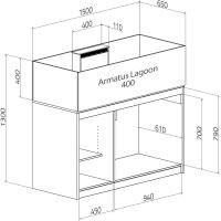 Aqua Medic Armatus Lagoon 400 weiß 150x65x40 cm